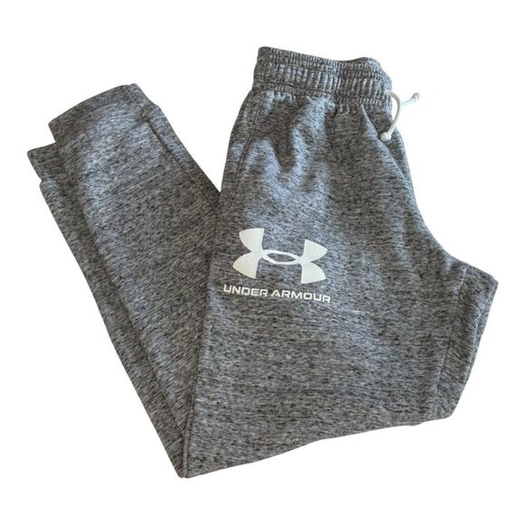 Under Armour Mens Rival Terry Joggers~Size M~Grey/Black Marble Look Pants - Picture 1 of 10